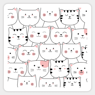 Adorable cate faces | Cute Quirky Kitty Cat Drawing Mask Sticker